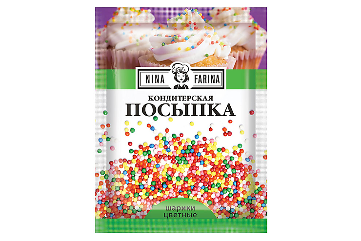 Посыпка Цветные шарики 15гр Нина Фарина