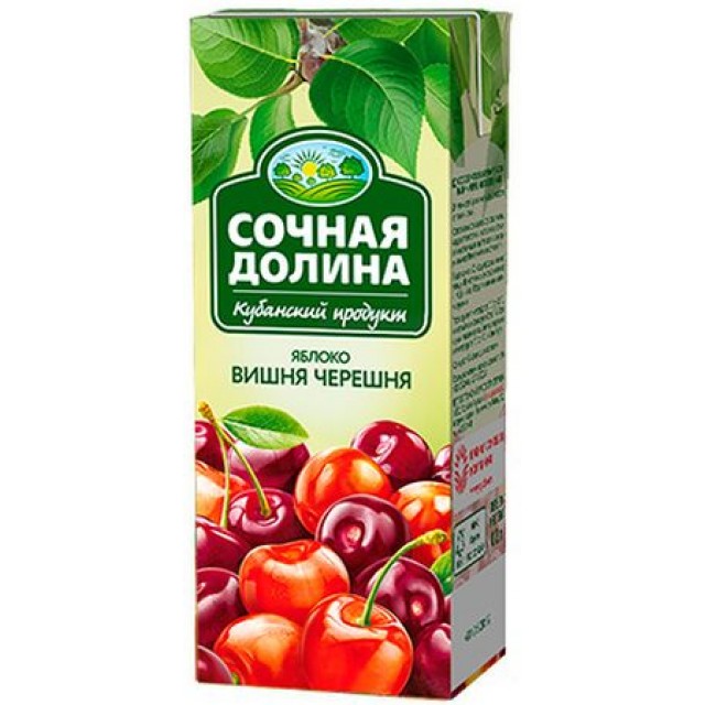 Нектар Сочная долина яблоко, вишня, черешня 0,2л