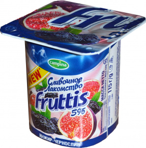  Йогурт пастеризованный Fruttis "Сливочное лакомство" инжир-чернослив, 5%, 115г