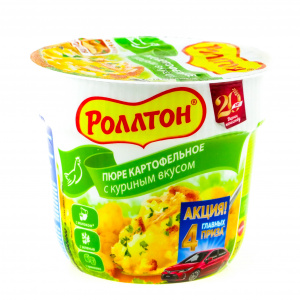 Пюре картофельное б/п с куриным вкусом Роллтон стакан 40г