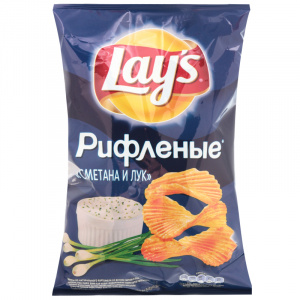 Чипсы Лейс рифленые Сметана и лук 140г