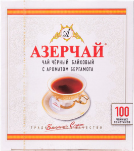 Чай Азерчай черный байховый с ароматом бергамота 100 пак.
