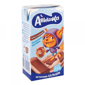 Коктейль молочный ультрапастеризованный 2.5% "Авишка" с шоколадом, 0.2л