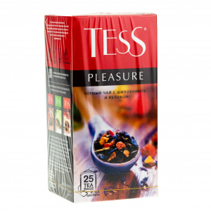 Чай Тесс черный байховый Pleasure c шиповником,яблоком,лепестками цветов 25 пак.