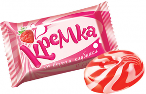 Карамель Кремка со вкусом клубника и сливки 1кг