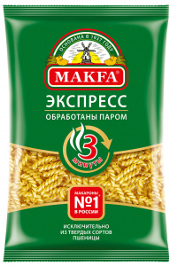 Макароны спираль экспресс обработанные паром Макфа 400г